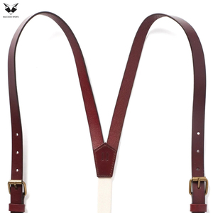 Premium Y-<b>Back</b> Suspenders For Men Adjustable Handcrafted Maroon <b>Braces</b> With Heavy Duty Metal Clips Brown Leather Suspenders - Product Image 6