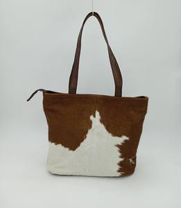 Bolso Tote de Cuero Genuino de Primera Calidad con Pelo, para Mujer, con Cierre de Cremallera, Diseño Portátil, Piel de Vaca Natural LHTB-0105 - Product Image 1