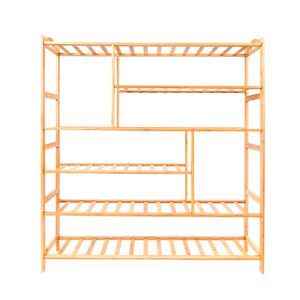 Scarpiera Moderna a 6 Ripiani in Bambù Portatile, Multifunzione, Colore Legno, RT per Arredamento e Stoccaggio in Soggiorno - Product Image 2