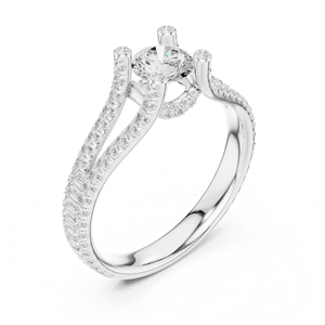 แหวนแต่งงานเพชรทรงกลมเพาะเลี้ยงในห้องปฏิบัติการทองคำ 14K สีเหลืองสำหรับผู้หญิง |   เพชรที่เพิ่งเพาะเลี้ยง - Product Image 4