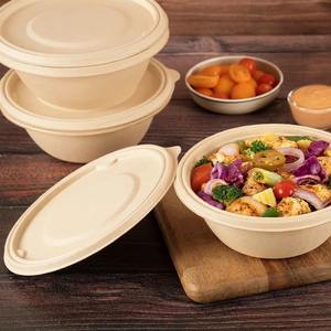 High Demand Pulp Moulded Modern Disposable 1000 ml <b>Container</b> Lid Eco Friendly Biodegradable Food Storage Bowl - Product Image 5