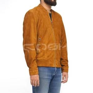 Chaqueta Bomber Clásica de Cuero Suede Marrón para Hombre, Proveedor de Ropa Exterior de Moda con Cierre de Cremallera - Product Image 1