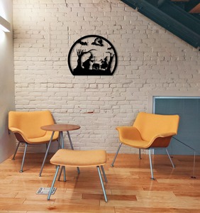 Horror Witches Round Metal Wall Art Spooky Halloween Hanging Decor For Home Door Wall Party Festive Scary Theme Design - Product Image 6