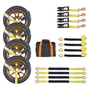 Kit Bloccaruote con Gancio a Molla E-Track e Cinghia di Fissaggio per Pneumatici Auto e Rimorchio, Resistenza alla Rottura 10009 Libbre - Product Image 1