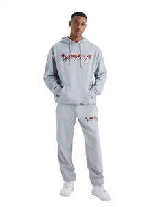 Unisex Gray Hooded Tracksuit Full Sleeve Solid Color Casual Joggers Set Regular Fit Cotton Sweatshirt <b>Pants</b> Autumn Wear - Product Image 5
