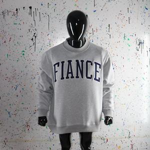 Sudadera FIANCE HEATHER GREY con cuello alto, 100% azul marino, con apliques bordados, cuello ancho, info.clushsports - Product Image 6