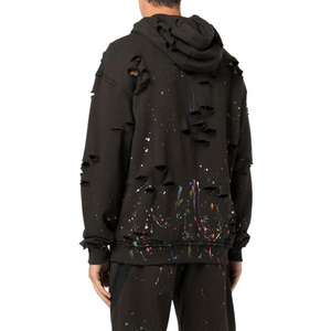 Sudaderas con Capucha Bordadas para Hombre, Estilo Desgastado, Mezcla de Algodón, Personalizadas, de Alta Calidad, Venta al Por Mayor de Fábrica - Product Image 3