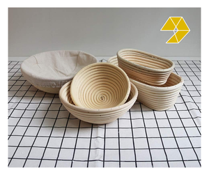 Rattan Oval Proofing <b>Basket</b> with Fabric Liner Banneton for Bread Baking Rattan Banneton with <b>Linen</b> Liner for Sourdough Bread - Product Image 1