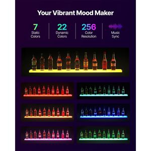 Étagère à whisky éclairée par LED à 1 niveau de 60 pouces, alimentée par USB, étagère de bar lumineuse pour la maison, télécommande RF, étagère d'exposition de spiritueux éclairée par LED - Product Image 3