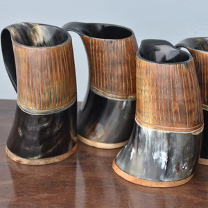 แก้วเขาควายคุณภาพดีที่สุด ชุดของขวัญราคาถูก เป็นมิตรกับสิ่งแวดล้อม แก้วเซรามิกสไตล์ไวกิ้งแบบกำหนดเอง แก้วยุคกลางแบบใช้ซ้ำได้ - Product Image 1