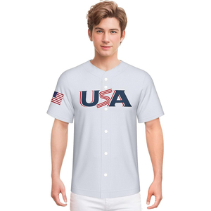 Camiseta Deportiva Clásica Blanca de Malla con Detalle de Estrella en la Manga, Personalizable, Unisex, con Botones en la Parte Delantera - Product Image 3