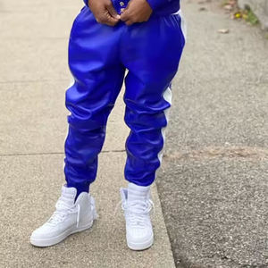 Ensemble de survêtement en cuir imprimé de qualité supérieure, unisexe, avec logo personnalisé, veste et pantalon, style streetwear décontracté, service d'échantillons OEM ODM en usine - Product Image 3