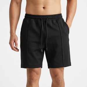 Shorts décontractés pour hommes, noirs, unis, à cordon de serrage, taille mi-haute, respirants, en polyester - Product Image 6