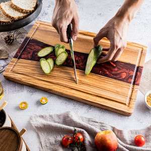 Planche à découper en bois et résine époxy de style nouveau, écologique, réutilisable, pour la maison, l'hôtel, le restaurant - Product Image 6