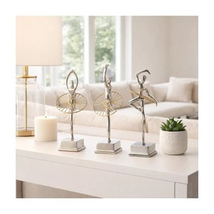Contemporary Metal Figurine Set 3 Pcs Handmade Artistic Table <b>Decor</b> Living Room Sculptures - Product Image 5
