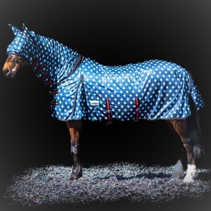 2026 Star Print Waterproof Horse Rug with Hood 4 Leg Straps Large Tail Flap Polyester Equine <b>Blanket</b> for Riding - Product Image 1