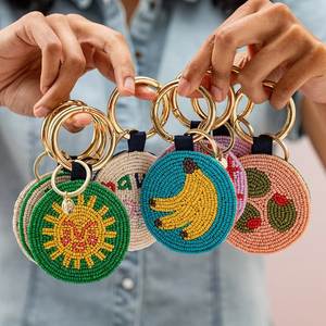 Decorative Embroidery Beaded <b>Keychain</b> Handcrafted Eco-Friendly Wedding Gift with Stylish Purse Charm and <b>Customized</b> Key Ring - Product Image 5