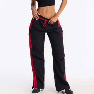 OEM Unisex Wide Leg Side Stripe Cargo Track Pants Casual Streetwear <b>Drawstring</b> <b>Trousers</b> OEM Private Label men's pants - Product Image 1