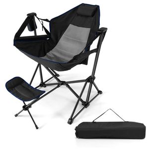 Retractable Footrest <b>Hammock</b> Camping Chair with Carrying Bag - Product Image 1