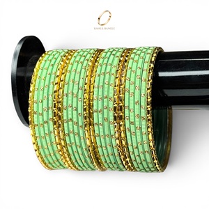 Juego de Brazaletes de Acero Inoxidable con Cristales Verdes para Niñas, Joyería India de Moda para Fiestas y Bodas, Exportación Global Premium - Product Image 6