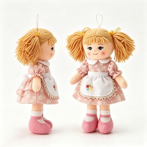 customized Mini hanging rag <b>doll</b>, blonde pigtail cloth <b>doll</b>, plush girl <b>doll</b> ornament, floral dress fabric <b>doll</b> - Product Image 3