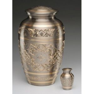Luxury Hand Engraved Metal Adult Cremation Urn Set Metal Brass Funeral Ashes Container Urns <b>Keepsake</b> Wholesale Price Metal Urns - Product Image 1