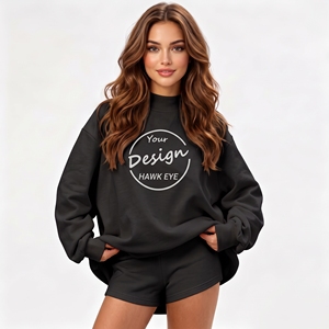 Custom Embroidered Streetwear Soft Cotton Mockneck Crewneck Pullover <b>Sweater</b> Jumper <b>Fleece</b> Oversized Women Mock Neck Sweatshirt - Product Image 1