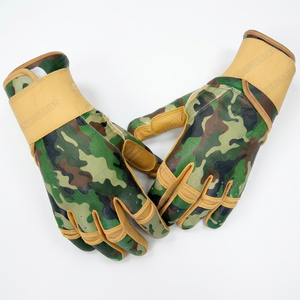 Guantes de Béisbol de Alto Rendimiento, Transpirables, Cómodos, con Puño Largo, Diseño de Camuflaje, Duraderos, de Cuero Genuino para Adultos, Ambidiestros, con Velcro - Product Image 3