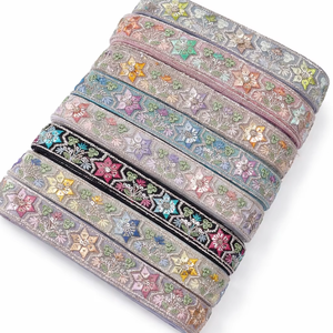 ลูกไม้ปักลายดอกไม้ขนาด 1 นิ้ว ลายดาวหลากสี สำหรับตกแต่งเสื้อผ้า ชุดเจ้าสาว และงานฝีมือ - Product Image 1