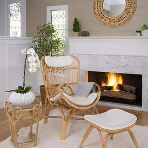 Ensemble de chaises longues en rotin tressé à la main, fauteuil en osier naturel avec ottoman pour patio et salon, fabriqué au Vietnam - Product Image 3