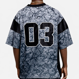 เสื้อฟุตบอลอเมริกันลายพรางต้นไม้สีเทาแบบกำหนดเอง เสื้อเจอร์ซีย์ตาข่ายโพลีเอสเตอร์ขนาดใหญ่ สตรีทแวร์ เสื้อฟุตบอลพร้อมโลโก้แบบกำหนดเอง เสื้อกีฬา สไตล์อเมริกัน - Product Image 6