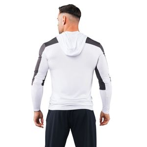 Sudadera con Capucha Deportiva Blanca y Negra para Hombre, Ligera, Elástica, para Entrenamiento, Fitness, Gimnasio, Ropa Deportiva Activa, Manga Larga - Product Image 6