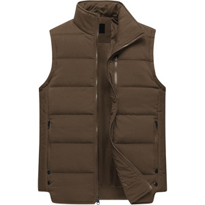 Men Autumn Puffer Vest Sleeveless <b>Quilted</b> <b>Waistcoat</b> Windproof Zip Up Warm Casual Outerwear Solid Color Stand Collar - Product Image 1