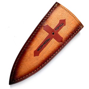 Funda de cuero pintada a mano de alta calidad, hecha en fábrica, para cuchillos de hoja fija. - Product Image 1