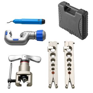 Herramienta de abocardado excéntrico de 45 grados para HVAC, para tubos de cobre y aluminio de 1/4, 3/4, 6 y 19 mm, con medidas métricas y SAE - Product Image 1