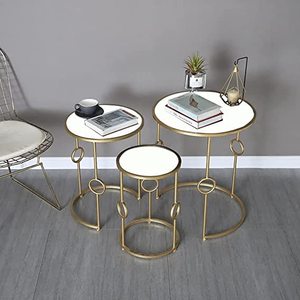 Farmhouse Accent Coffee Table Set of 3 Wooden Nesting Tables for Living Room Bedroom Home Decor - Product Image 5