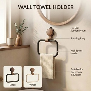Porta toallas de madera simple, montado en la pared, para baño, cocina y área de servicio, organizador multiusos, venta al por mayor desde India. - Product Image 4