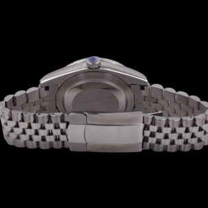 Reloj Unisex Exclusivo Personalizado con Diamante Redondo de Moissanita Original, Esfera Negra, Correa de Acero Inoxidable y Función de Fecha Automática - Product Image 4