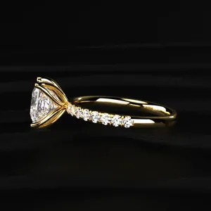 Princess Cut Solitaire CVD Floral <b>Ring</b> With Pave Band With IGI Certified VVS-VS Clarity Buy Direct From <b>Indian</b> Trusted Supplier. - Product Image 4
