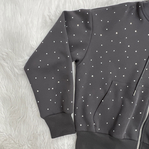 Conjunto deportivo unisex con estampado de lunares, sudadera con capucha y cremallera de manga larga y pantalones, ropa informal de otoño para adultos - Product Image 3