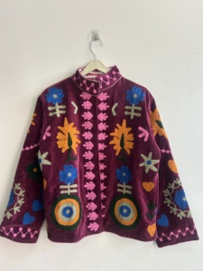 Velvet Suzani Jacket With Indian Embroidered <b>Art</b> Work Boho Women Jacket - Product Image 2