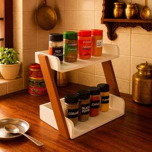 Organizador de Especias en Forma de Z para Encimeras y Armarios de Cocina |   Madera MDF de Primera Calidad |   Estante de Almacenamiento para Especias y Frascos - Product Image 3