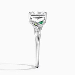 Bague BOJ 017 en argent 925 avec diamant de laboratoire taille radiant et accents d'émeraude de laboratoire, 2 carats, couleur D, VVS1, Moissanite certifiée GRA - Product Image 3