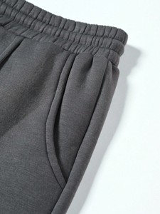 เสื้อฮู้ดมีซิปหน้าสีพื้นแบบยูนิเซ็กซ์ แขนยาว มีเชือกผูกเอว กางเกงวอร์มสตรีทแวร์ทรงหลวมโอเวอร์ไซส์สำหรับฤดูหนาว - Product Image 4