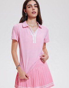 Vente en gros de t-shirts décontractés en maille Oxford pour femmes, manches courtes, golf, tennis, pickleball - Product Image 3