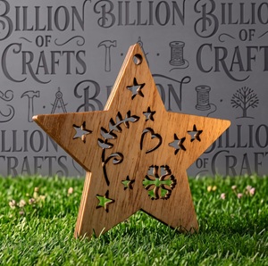 ของตกแต่งไม้รูปดาว งานแฮนด์เมด ตัดลาย ตกแต่งบ้าน งานฝีมือ รูปแบบดอกไม้ - Product Image 5
