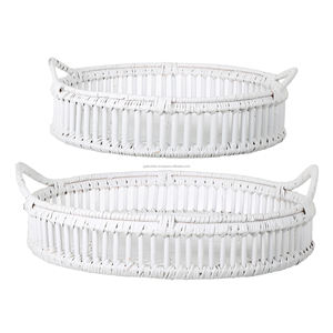 Panier de rangement en rotin tressé, style moderne, plateau de service en rotin avec poignées découpées, fabriqué à la main par un artisan au Vietnam 2025 - Product Image 4