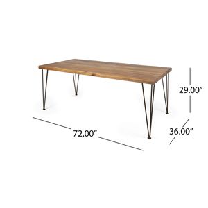 Set da Pranzo Moderno per Esterni da 6 Persone, 7 Pezzi, con Tavolo Rettangolare in Legno di Acacia da 183 cm e Sedie in Rattan, Set di Mobili da Giardino - Product Image 6