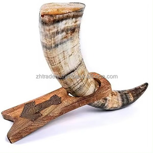 Taza de Beber Impermeable de Cuerno de Búfalo Natural para Cerveza, Agua, Jugo - Taza Rústica Hecha a Mano con Acabado Pulido Estilo Animal - Product Image 1