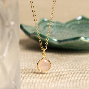 Natural Pink Chalcedony Teardrop Gemstone Pendant 925 Silver Gold Plated Vintage Handmade Jewelry <b>Gift</b> for <b>Daughter</b> BFF - Product Image 1